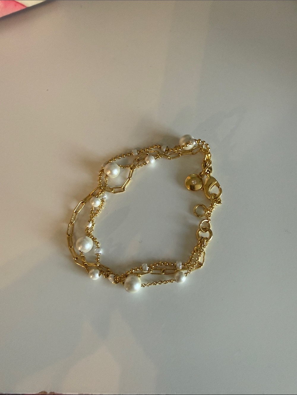 J. Crew Gold Multi-Strand Pearl Bracelet